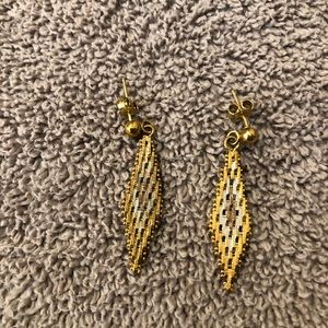 Gold Silver Rose Woven Pierced Earrings